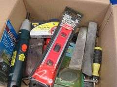 Hand tools including screwdrivers, files, sharpening stones, and more