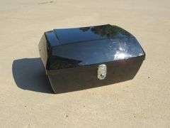 Never used motorcycle trunk and four traffic cones