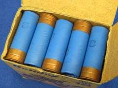 25 Holiday 8-shot, 12-gauge rounds in a vintage Holiday box with art design by Les Kouba, shells are