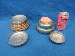 Two working music box/powder boxes and a painted glass vase/urn with lid