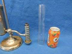 Antique unmarked oil lamp with chimney.  Missing the chimney holder.
