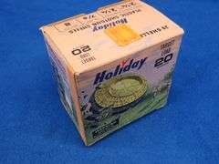 Vintage Holiday 20-guage 8-shot shotshell box with art design by Les Kouba