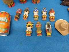 Kachina style wooden figures and more