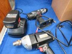 Lots of tools and hardware including, an untested Craftsman 19.2v cordless drill and flashlight with