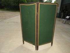 Old bifold painted canvas modesty screen.  Each of the two panels is 66" x 28".  Unsigned. Excellent