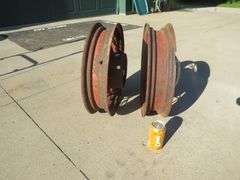 Two vintage steel wheels