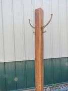 Wooden three-tiered stand 15"W x 38"H x 15"D and a coat tree. Needs two hooks