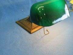Library lamp with repaired shade