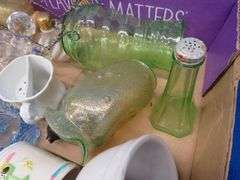 Three pieces of uranium glass and other misc. glassware