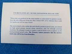 1972 Eisenhower 40% silver uncirculated dollar coin