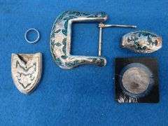 1951 D Franklin half and a jewelry set marked "Alpaca Mexico"