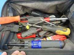 Two tool bags with contents including Snap-On, Craftsman, Husky, and more