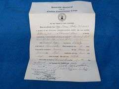 1940 CCC (Civilian Conservation Corps) discharge papers, WW2 ration books with and without stamps, a