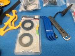 Bicycle parts old and mostly new including a Velo Giant seat, cables, and much more