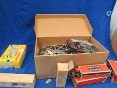 Vintage Lionel Train set with lots of cars, track, and some cool accessories