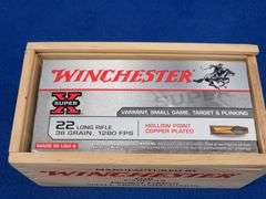 500 Winchester 22 LR rounds in a "Limited Edition" brick-sized wooden crate