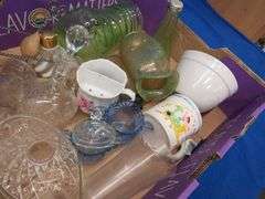 Three pieces of uranium glass and other misc. glassware