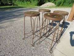 Four vintage wire ice cream parlor stools