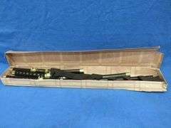 Three-sword set with scabbards and display stand