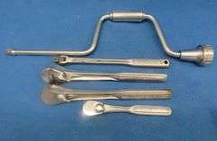 Metal toolbox with contents, including many Craftsman sockets,  ratchets, extensions, and more inclu