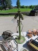 Lamp base, wall decorations, wooden spool, and more, plus tote