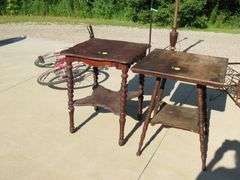 Two old tables: curved top 24"W x 30"H x 24"D and straight top 24'W x 29"H x 24"D
