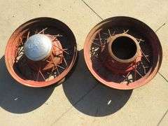 Two vintage steel wheels