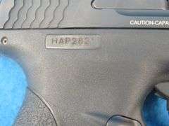 Smith and Wesson MP9 Shield 9mm semi-auto pistol.  SN HAP2821.  Includes two magazines and a molded 