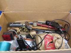 Lots of tools and hardware including, an untested Craftsman 19.2v cordless drill and flashlight with