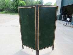 Old bifold painted canvas modesty screen.  Each of the two panels is 66" x 28".  Unsigned. Excellent