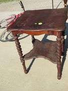 Two old tables: curved top 24"W x 30"H x 24"D and straight top 24'W x 29"H x 24"D
