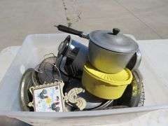 Covered aluminum sauce pan, tote,  and more