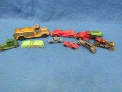 Vintage metal toy cars, mostly Tootsie Toys