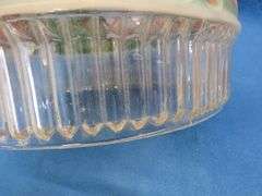 Vintage glass shade with a painted grist mill scene in excellent condition