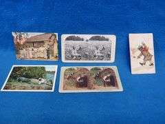 Two Black Americana postcards, two stereocards, and one advertising coffee card