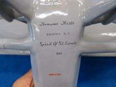 Famous Firsts Spirit of St. Louis empty decanter made in Italy.  Some damage as shown.  Originally h