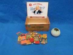 Rosemeade bowl and unused match covers in a King Edward cigar box