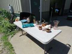 Vintage coffee grinder, driver set, tote, and more
