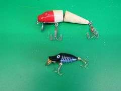 Vintage Horrocks-Ibbotson 3 1/2" Go-Getter with tack eyes, and a Heddon Tiny Runt