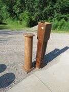 Wooden 35" plant pedestal and a 44" wooden architectural pillar
