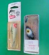 Bingo Bait Co. 2 3/4"Queen in a box marked Queen Q05, and a NIP Heddon Tiny Chugger