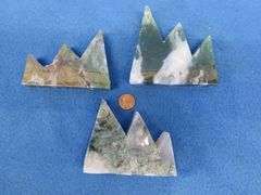 Three Moss Agate Mountains.  1.40 total lb.