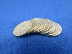 Ten silver Washington quarters
