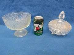 Glass candlesticks, Bauer vase, and more