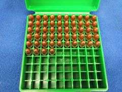 54 9mm rounds, a partial box of Heavi-Steel 12-gauge, 22 mag, 22 LR rounds