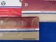 Seven Mint coin sets   (2) 1984 1985 (2) 1987 (2) 1988