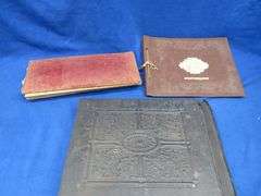 Three vintage photo albums. One has over 500 photos or postcards of bridges. Two are unused
