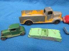 Vintage metal toy cars, mostly Tootsie Toys