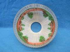 Vintage glass shade with a painted grist mill scene in excellent condition