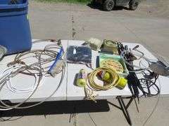 Dog leads, zip ties, outdoor thermometer, tote, and more